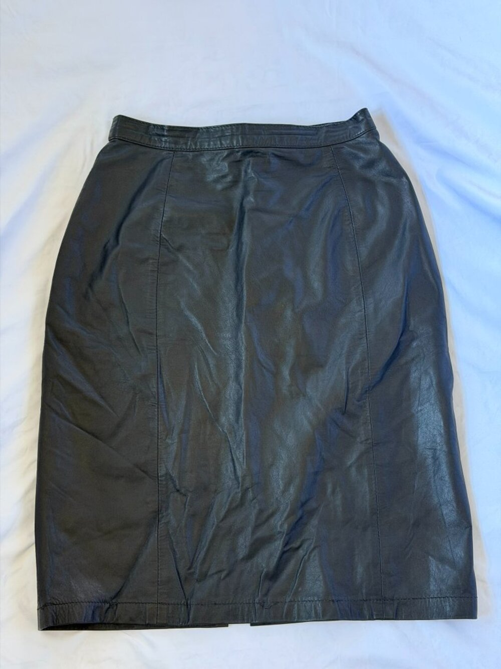 VTG Amati Argentina Black Genuine Leather Pencil Skirt High Waist Small 27W
